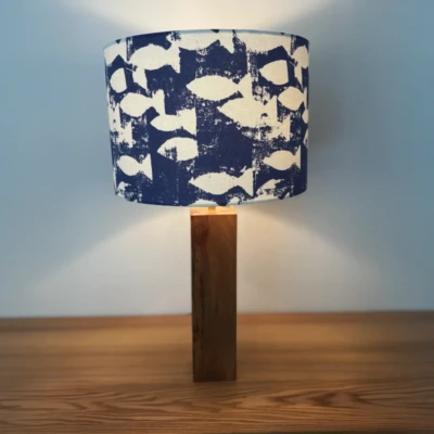 Luxury Bespoke Lampshade - Blue sardines handmade in Suffolk