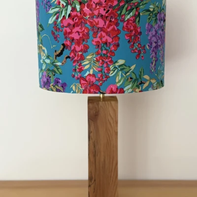 Philip Jacobs Wisteria in Teal handmade lampshade made in Suffolk