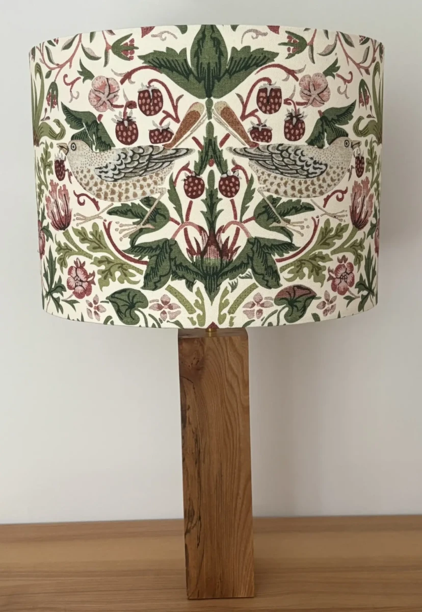 William Morris Strawberry Thief – Flax lampshade bespoke and handmade in Suffolk