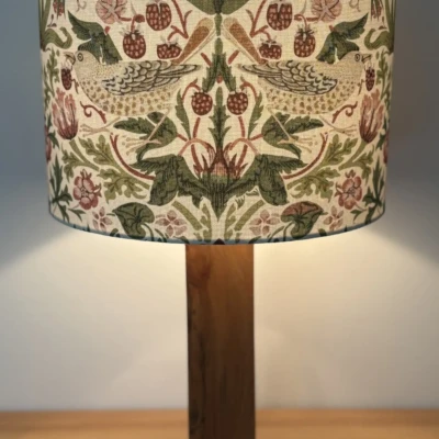 William Morris Strawberry Thief – Flax lampshade bespoke and handmade in Suffolk