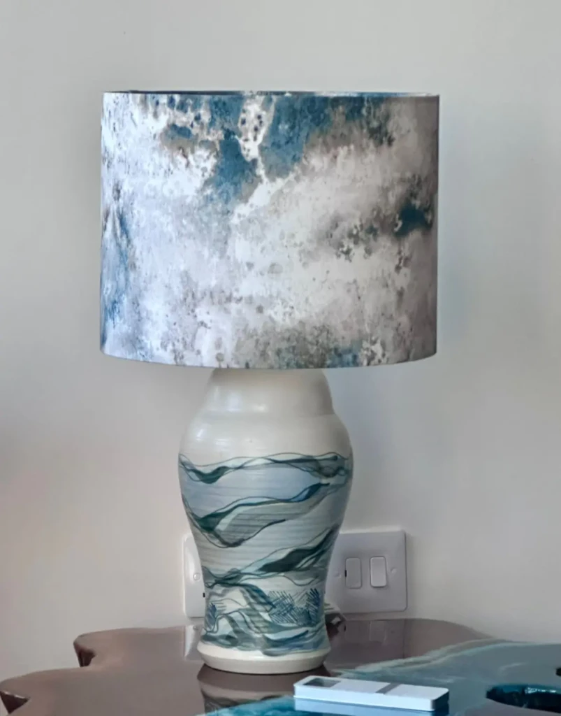 Cloud effect bespoke handmade lampshade in Suffolk