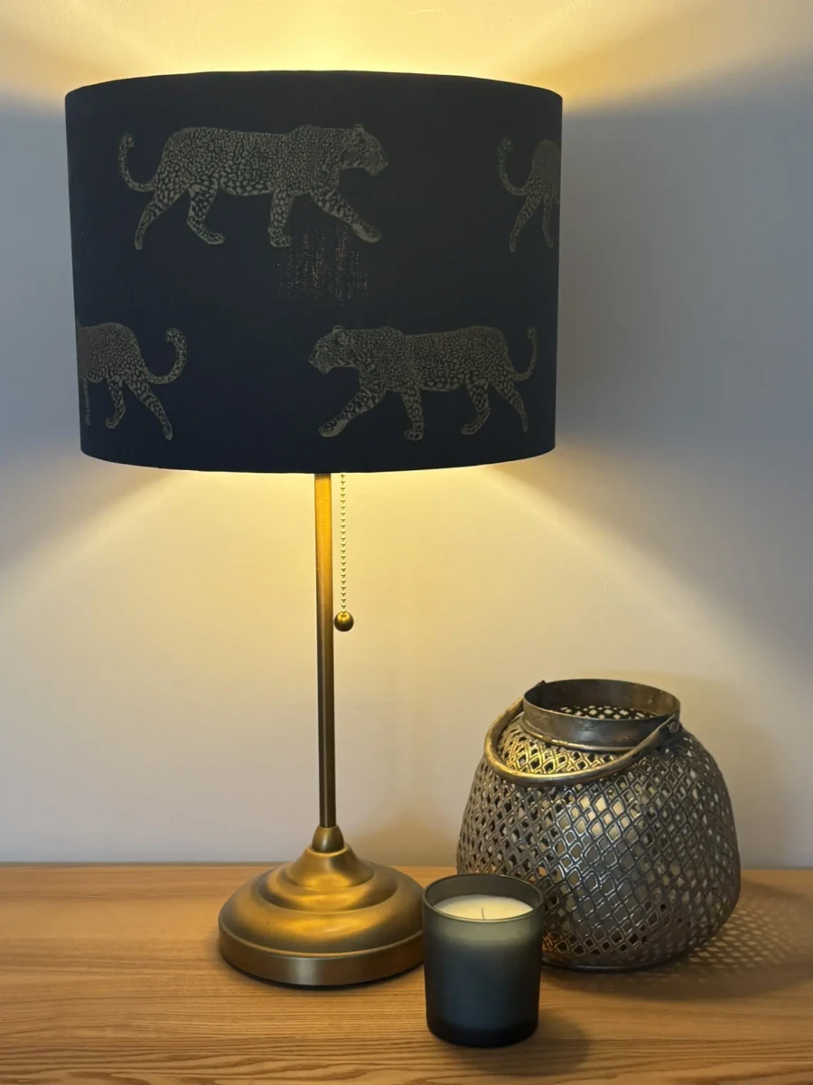 Gold Leopard On Indigo - Gold Lining bespoke lampshade