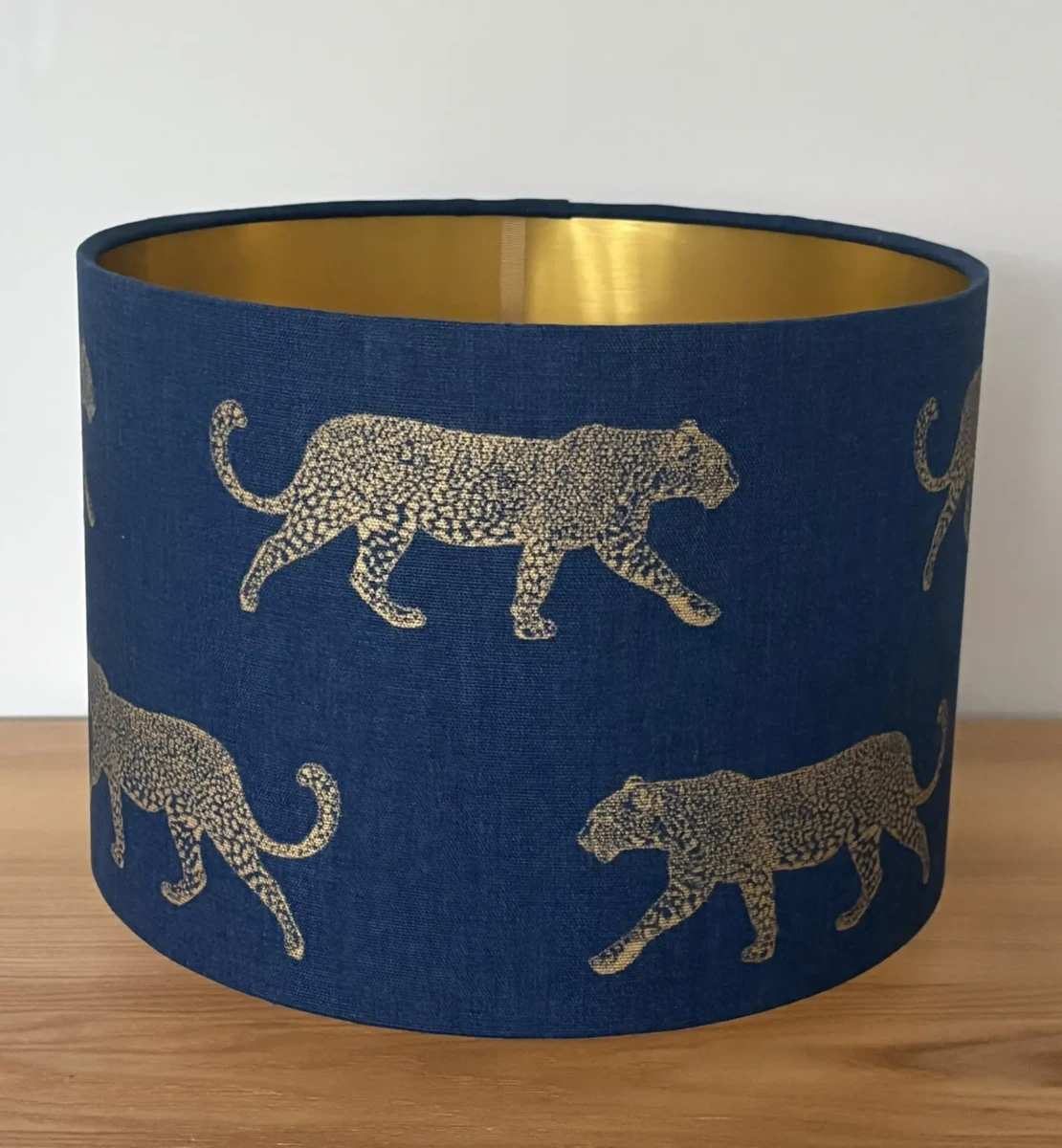 Gold Leopard On Indigo - Gold Lining lampshade bespoke