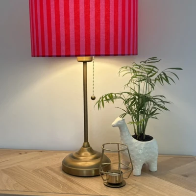 Pink Candy Stripe lampshade, bespoke interiors, handmade in suffolk