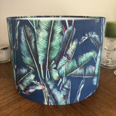 Tropical Floral Pam ceiling shade, navy blue bespoke