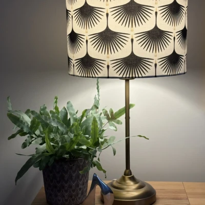 Art Deco Swan Lampshade handmade in Suffolk black and white